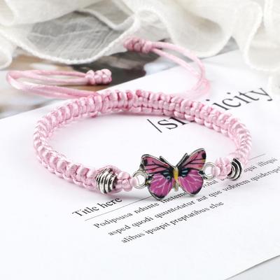 Χειροποίητο ροζ βραχιόλι με πλεγμένο σχοινί πεταλούδας, γούρι, θεραπευτικά βραχιόλια για ζευγάρια, κοσμήματα καρπού Pulsera για γυναίκες και άνδρες