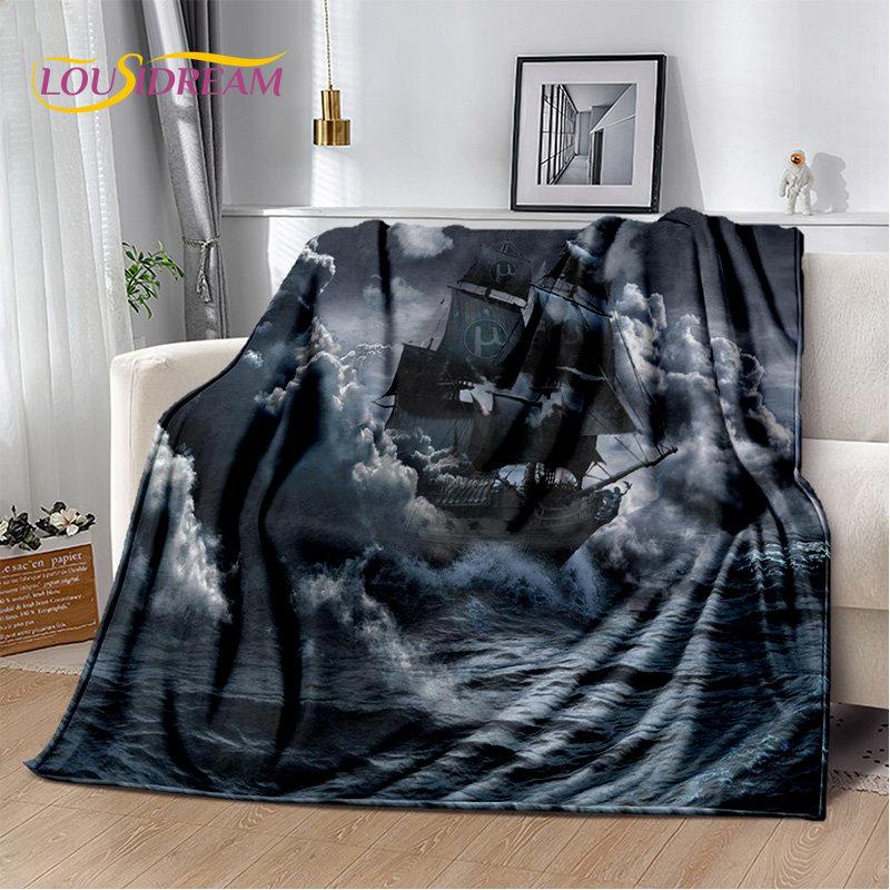 A Pirate Boat,Barque,Boat Ship Monster Soft Plush Blanket,Flannel Blanket Throw Blanket for Living Room Bedroom Bed Sofa Picnic