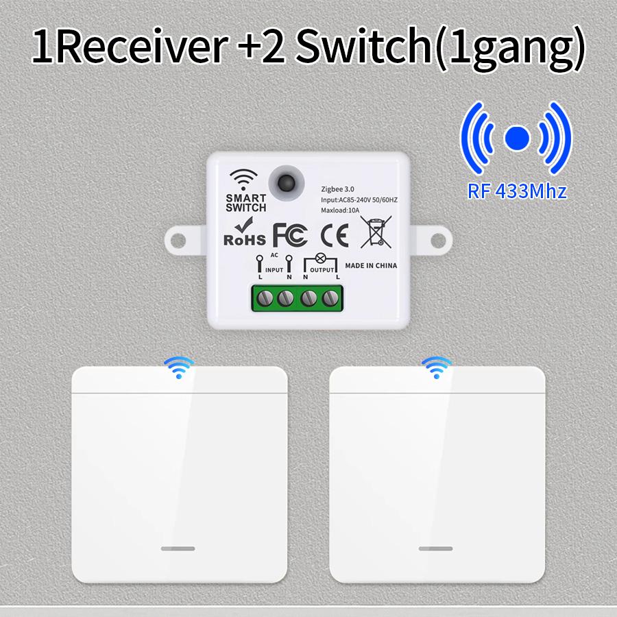 RF 433Mhz Universal Wireless Remote Control Light Switch 10A 110V 220V Relay Receiver 1/2/3 Gang Wall Panel Switch For LED Lamp