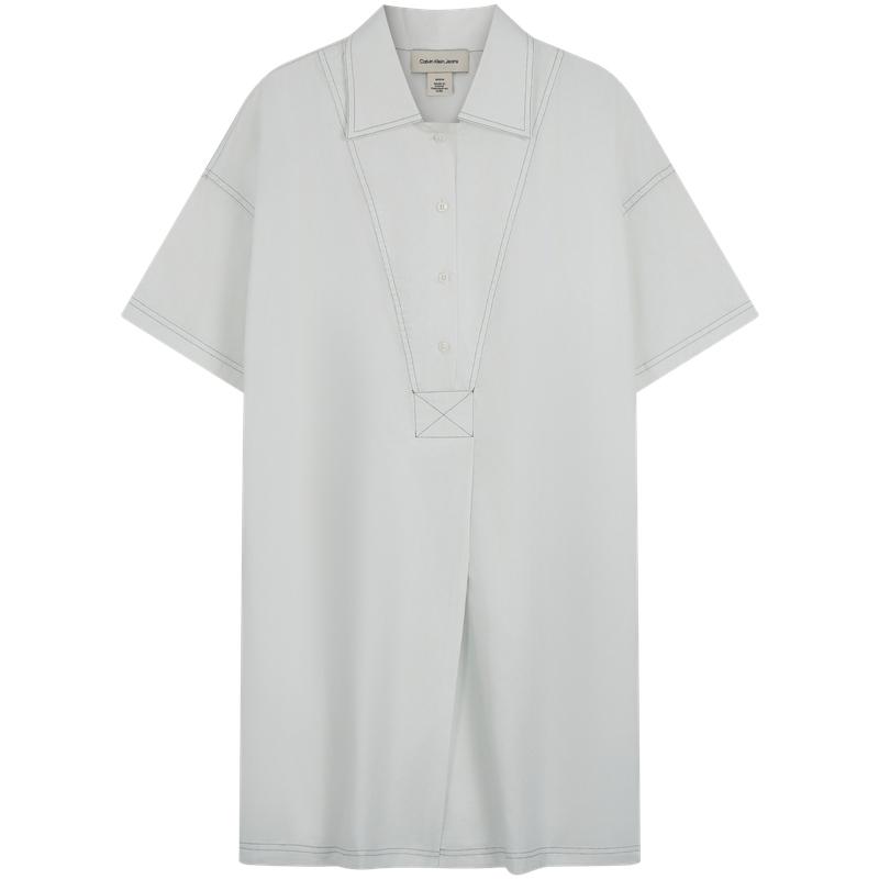 

Calvin Klein Vintage Cotton Contrast Stitch Half-Placket Shirt Dress Women Dresses 47C016G XS
