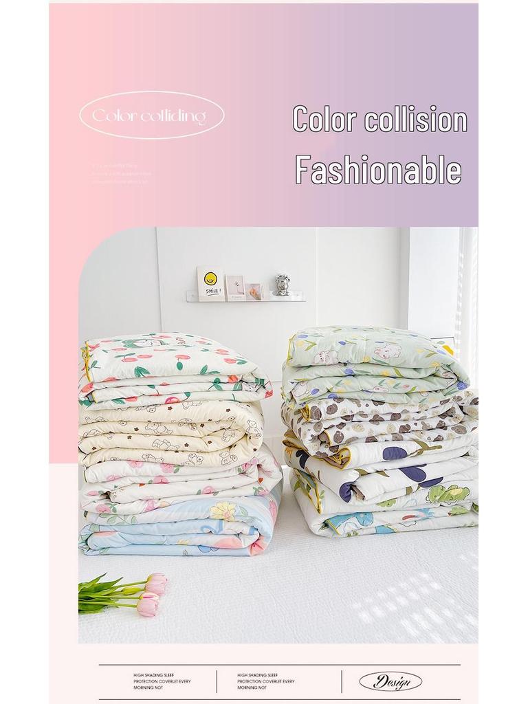 Class A Soybean Fiber Cartoon Print Summer Quilt - Double Layer Gauze Air Conditioning Quilt