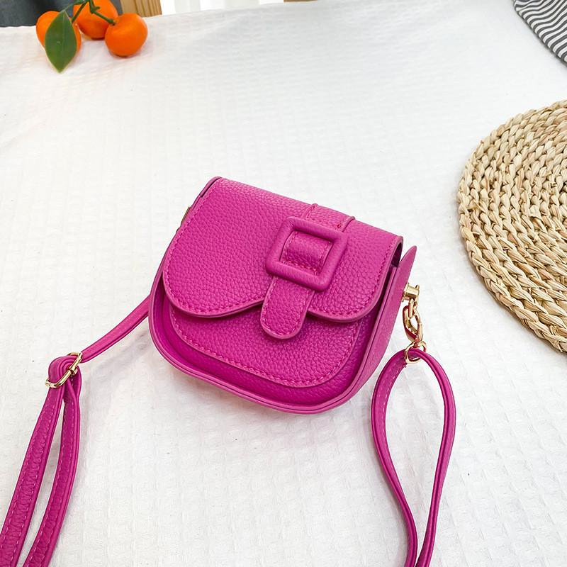 Trendy Korean Style Mini Shoulder Bag For Kids Stylish Pu Crossbody Accessory Black Pink Purple White