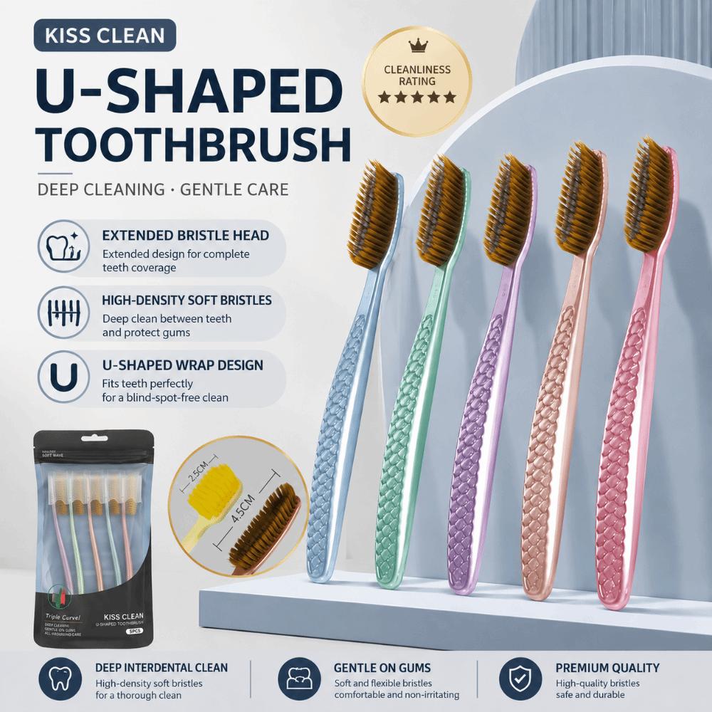 5Pcs Curved Handle Soft Hair Toothbrushes Deep Cleaning Adults Oral Care Home Travel Hotel