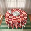 Romantic Heart-shaped Round Tablecloth 60-inch Stain-resistant and Durable Tablecloth for Home Holiday Decoration