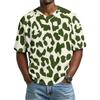 Herren T-Shirt mit Leopardenmuster, Atmungsaktives V-Ausschnitt Kurzarm Oberteil für Herren, Lässiges Mode Sommer T-Shirt