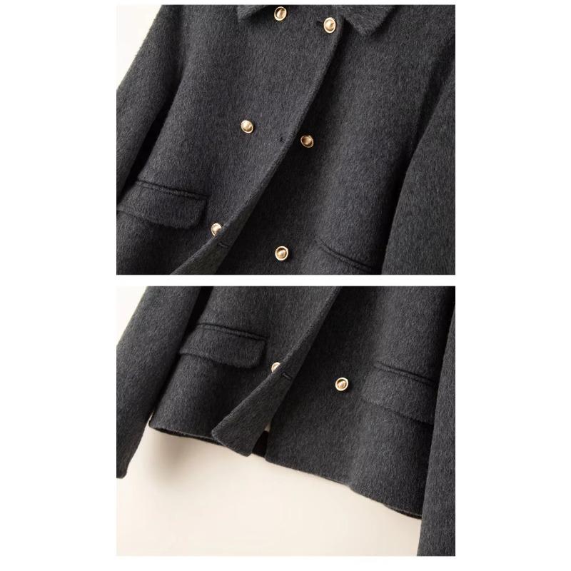 Cashmere Coat Women Autumn Winter Double-Breasted Doll Collar Short Wool Jacket Female Loose Outwear