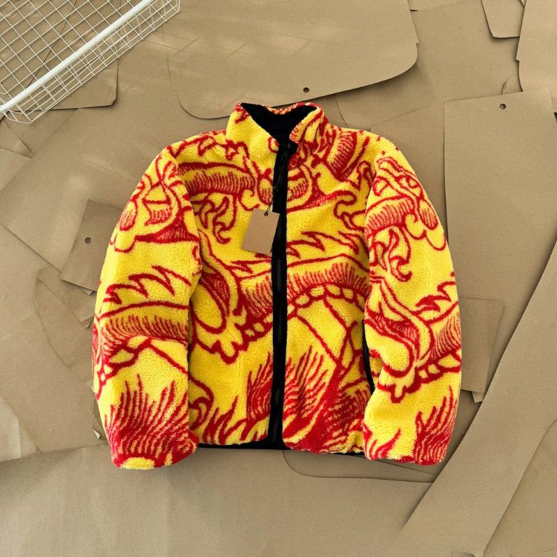 

EastRogue Высококачественная американская ретро праздничная серия с принтом дракона, флисовая куртка с длинным рукавом, универсальная, повседневная, уличная мода XL оранжевый