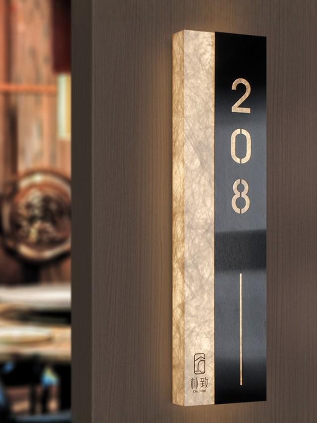 Luminous Stainless Steel Door Number Sign for Hotel or Homestay Room D Type Luminous - 10x30cm