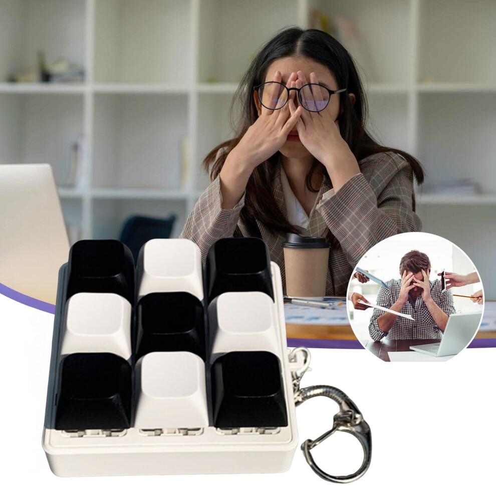 Keyboard Keychain Toy Portable Keyboard Stress Reliever Black White Keyboard Fidget Toy 9 Clicker Keychain for Stress Relief Portable Decompression