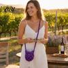 Laccetto Portabicchieri Vivavoce, Manicotto all'Uncinetto per Bicchieri da Vino, con Lunga Tracolla Tubolare Borsa a Tracolla Portatile, per Picnic all'Aperto