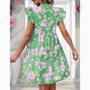 Spring Summer Ruffled Sleeve V-Neck Sexy Dress Women Loose Waist Printed Floral Short Dress Woman Fashion Vintage Elegant Casual Dresses 24515