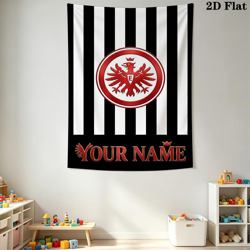 Name Custom Eintracht Frankfurt logo Wall Tapestry Aesthetic Wall Hanging Printed Fabric Blanket Decorative Tapestries for Bedroom Living Room Home De