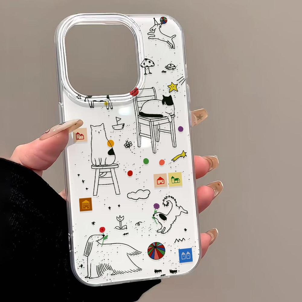 Painted Phone Case for iPhone 12 13 15 16 iPhone 16 12 13 14 15 Pro  14 15 16 Pro Max Coverage Shockproof Anti-Fingerprint Fresh Style Protective Case