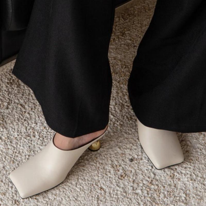 Fashion Women's New Square Head Deep Mouth Set Foot Waterproof Anti-slip Wear-resistant High Heels Spring Baotou Slippers