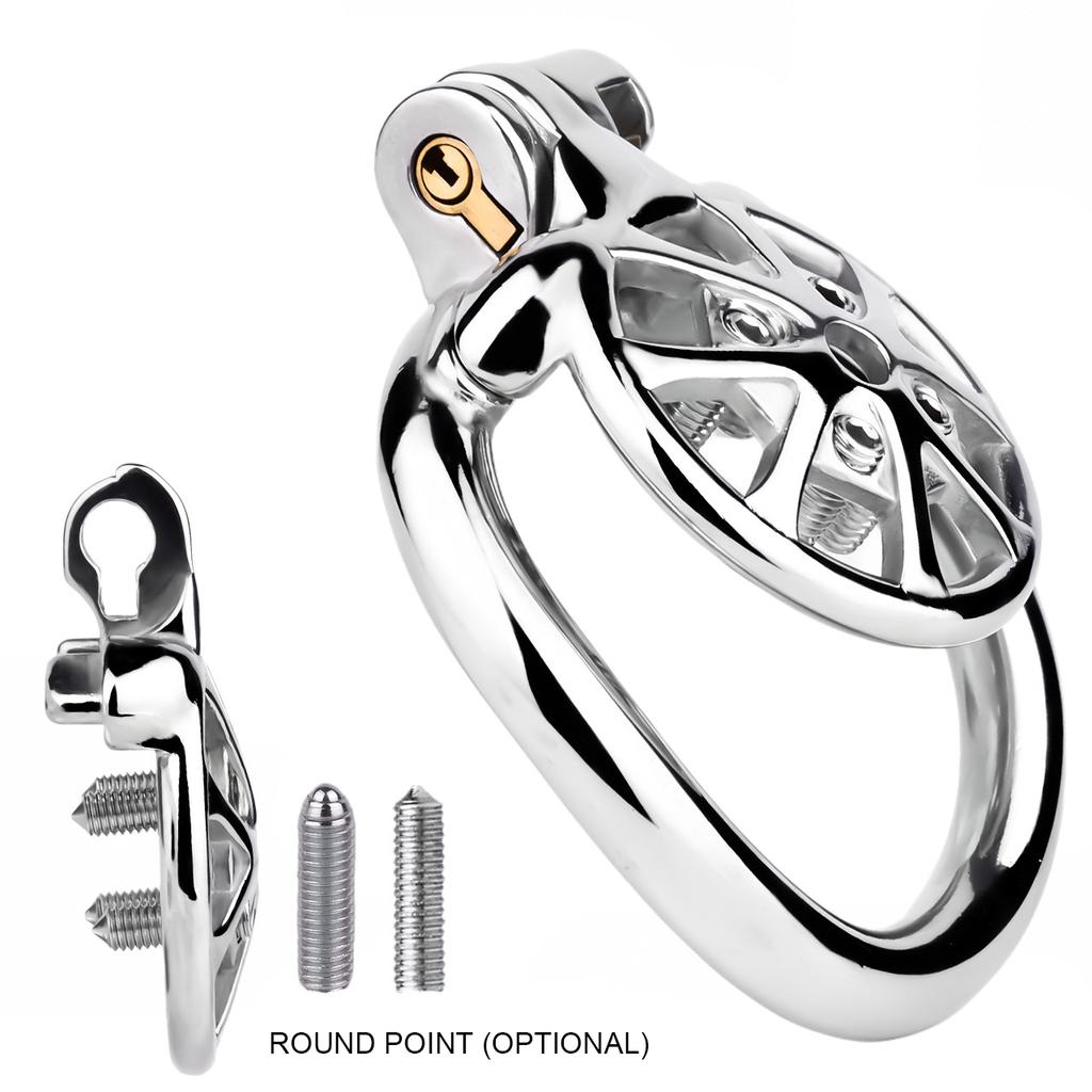 Stainless Steel Chastity Lock With Wheel Design for Men Infidelity Prevention Device SM Bondage Gear Real Touch Feeling Lock