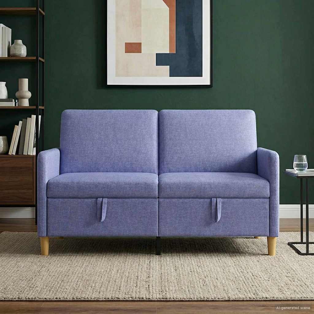Storage Sofa In Jeans Blue 152 X 78 X 87 Cm Polyester