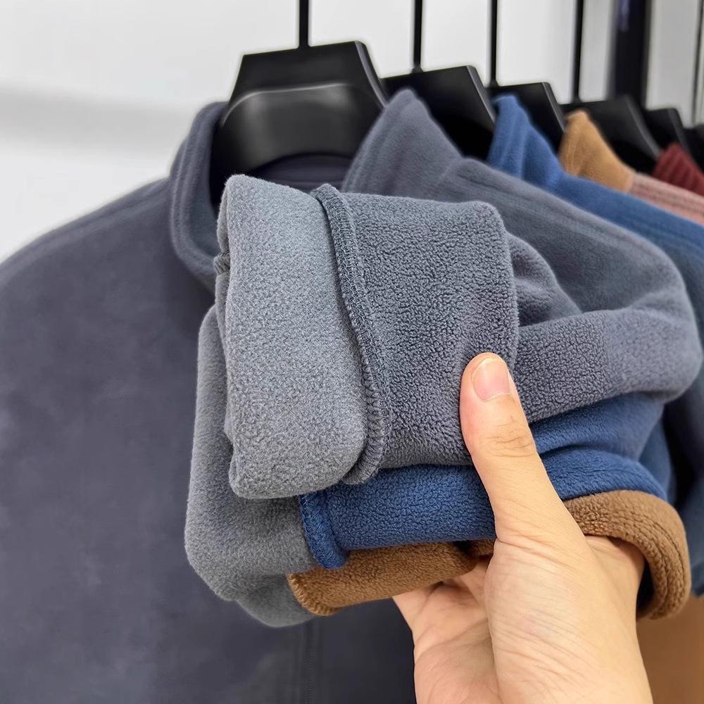 Men's Stand Collar Zipper Cardigan Jacket - 2025 Autumn/Winter Solid Color Warm Fleece