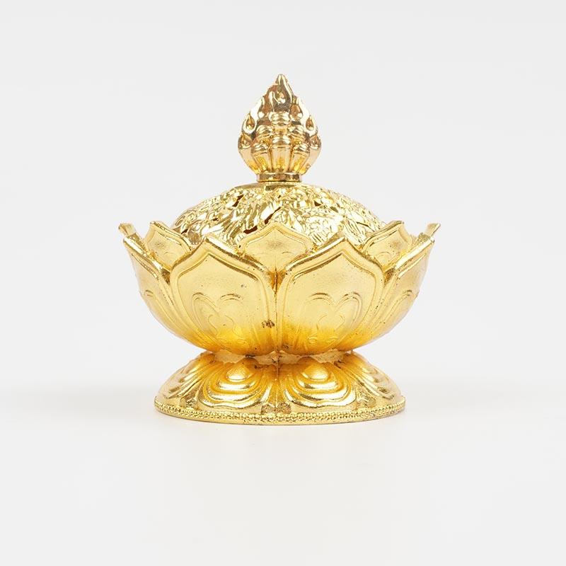 Lotus Flower Incense Burner Buddhi Buddha Holder Brass Mini Censer Incense Metal Craft Home