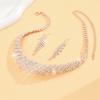 3pcs Women's Zircon Set, European and American Fashion Claw Chain Series 18K Gold Zircon Necklace Earrings, Wedding Accessorie
