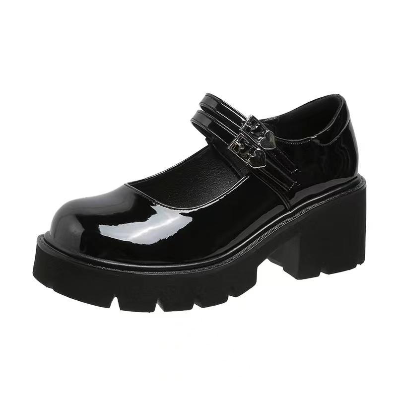 2025  New Spring and Autumn White Thick High Heels French High Heels Thick Heels British Style Mary Jane