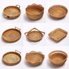 Handwoven Rattan Fruit Bowl Tray - Natural Woven Snack & Bread Serving Basket, Boho Style Tabletop Centerpiece for Kitchen