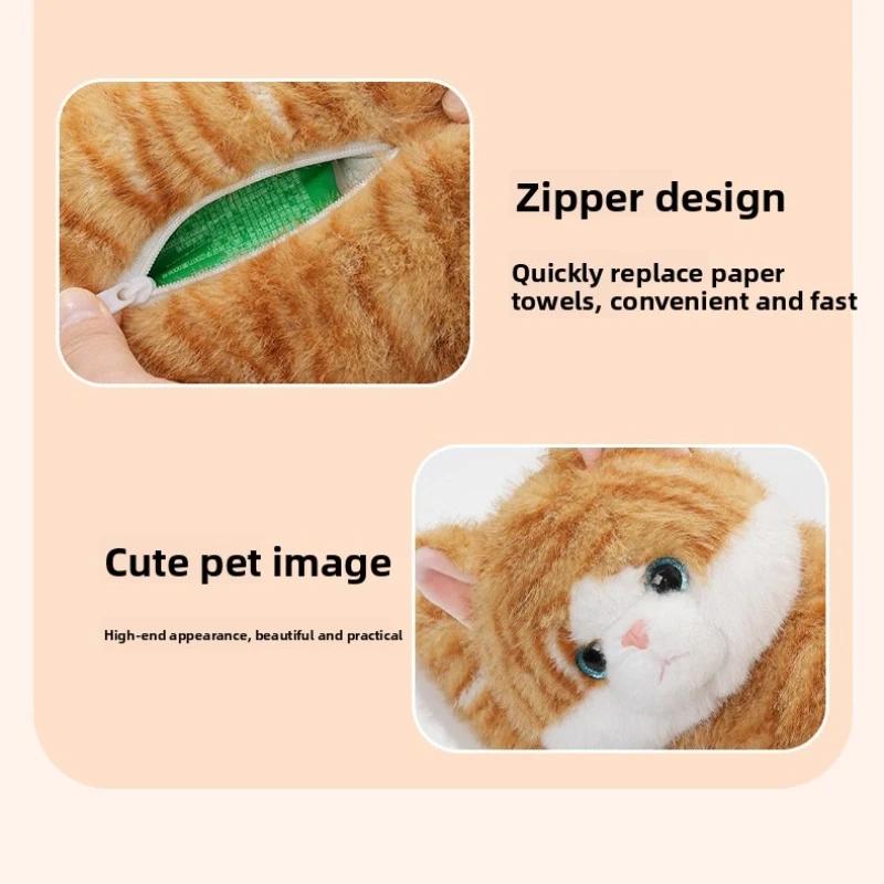 Car Tissue Box Cute Cat Car Tissue Box Plush Doll Car Hanging Cardboard Box Creative Cartoon Tissue Bag Women