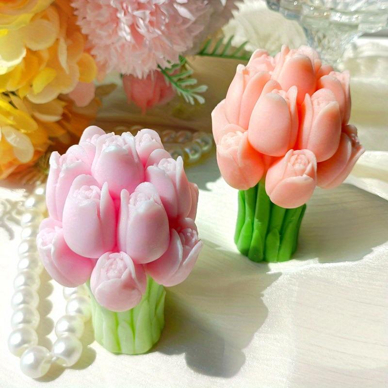 3D Tulpenstrauß Silikonform DIY Blumen Aroma Kerzen Gips Ornament Formen Handgemachtes Geschenk Seife Kerzenherstellung Zubehör