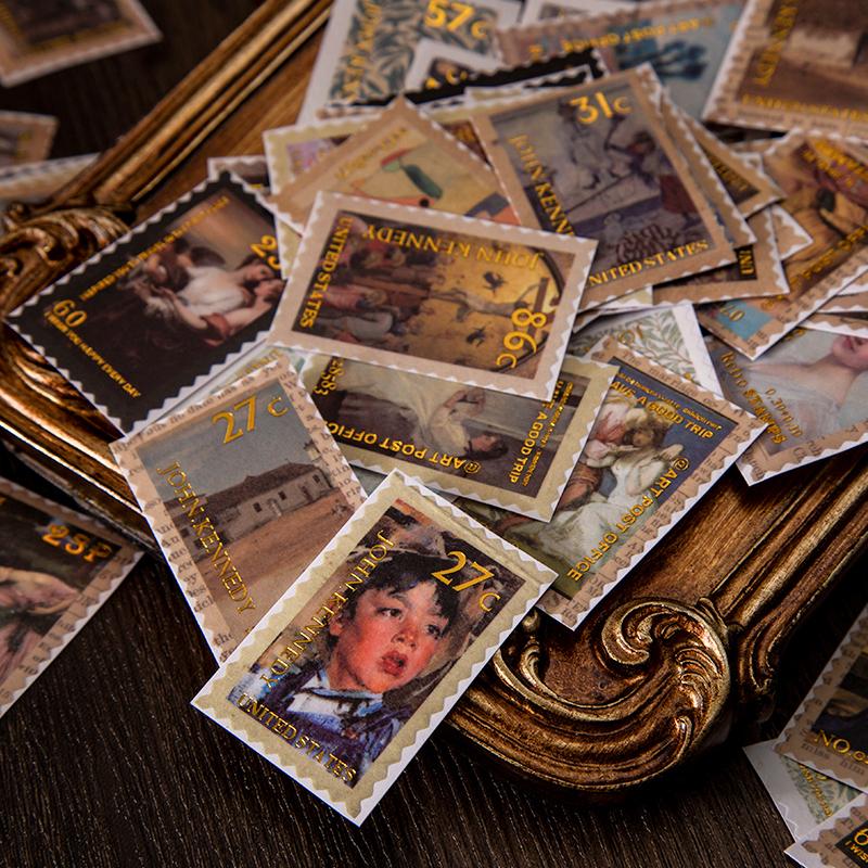 8 styles 100 pcs The Art Mail Office series Vintage stamp theme sticker Scrapbooking Material Diary Album Junk Journal Supplies