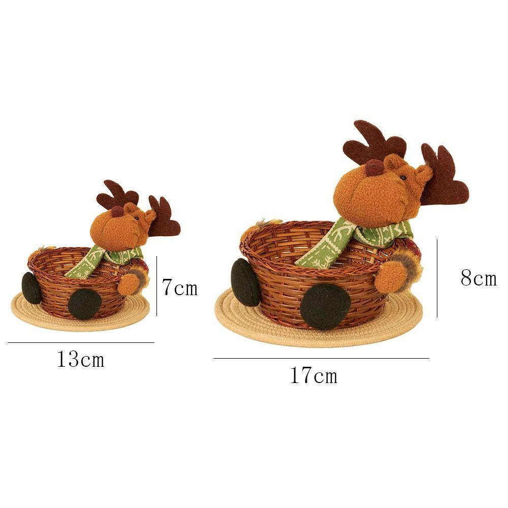 Rattan Candy Storage Basket Snowman Elk Easter Rattan  Basket Christmas Candy Basket  Christmas