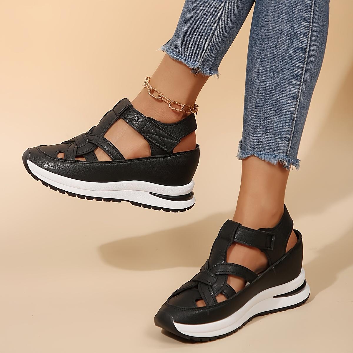 

Fashion Women s Fashion Sandals, Comfortable, Solid Color, Open-toe, Artificial PU Upper/Lining/Insole, Multifunctional Beach Loafers 43 чёрный