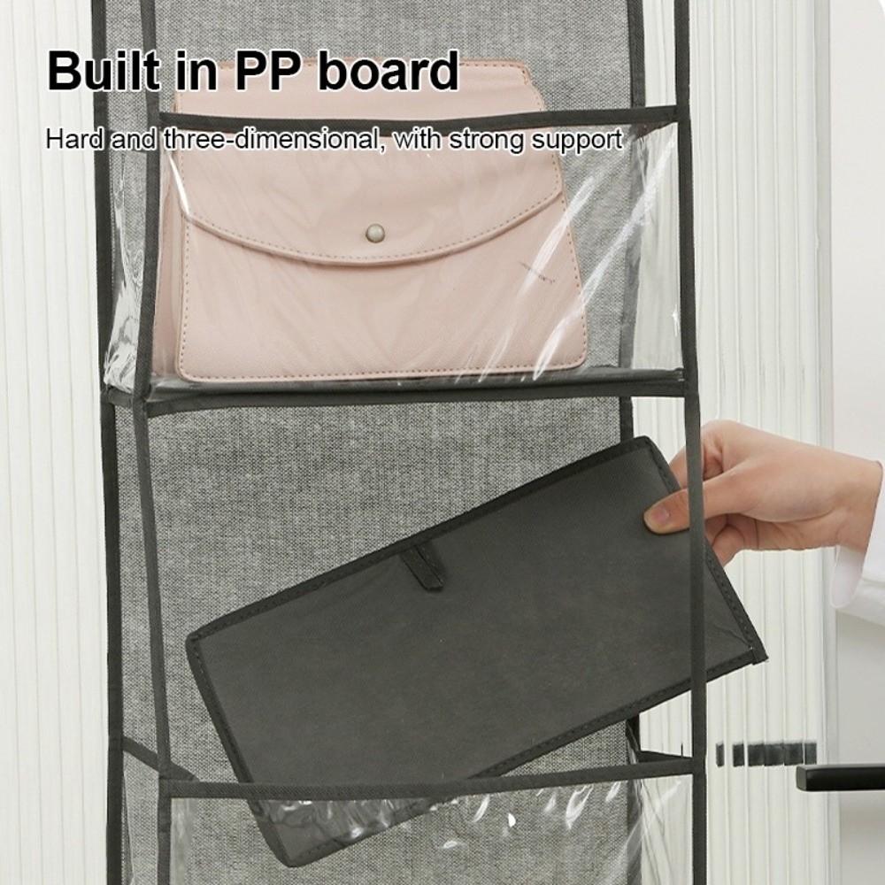 Six Compartments Storage Hanging Bag Solid Color Wall-mounted Bag Organizer Space Saving Foldable Layered Storage Hanging Bag