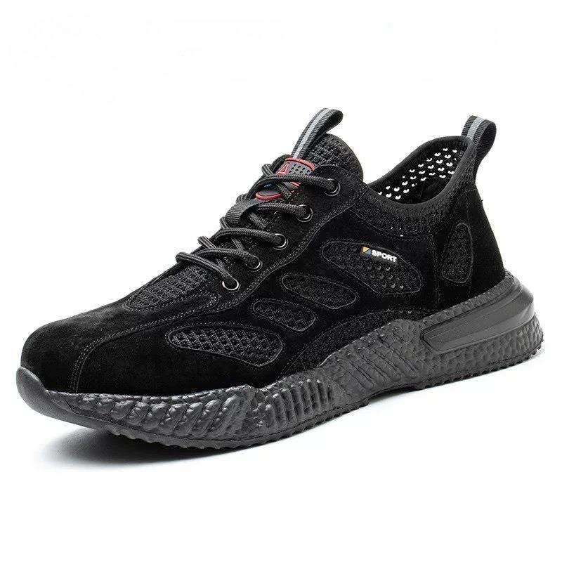 Men's Safety Shoes Summer New Breathable Hollow Mesh Shoes Building Site Men's Non-slip Soft Bottom Sports Shoes Casual Sneakers