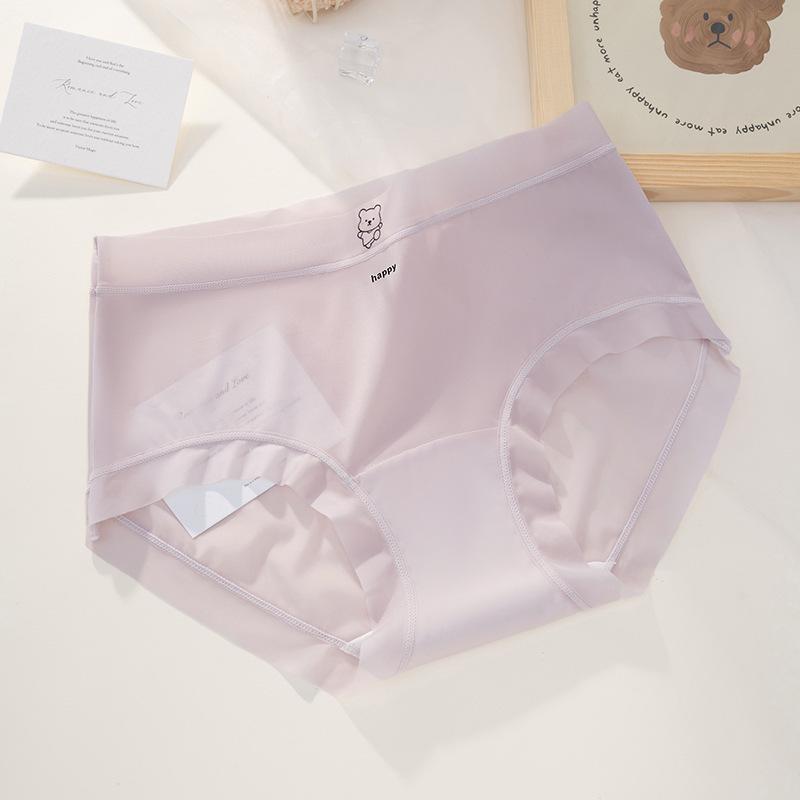 Plus Size Women's Summer Thin Cotton Breathable Non Trace Antibacterial Ice Silk Briefs