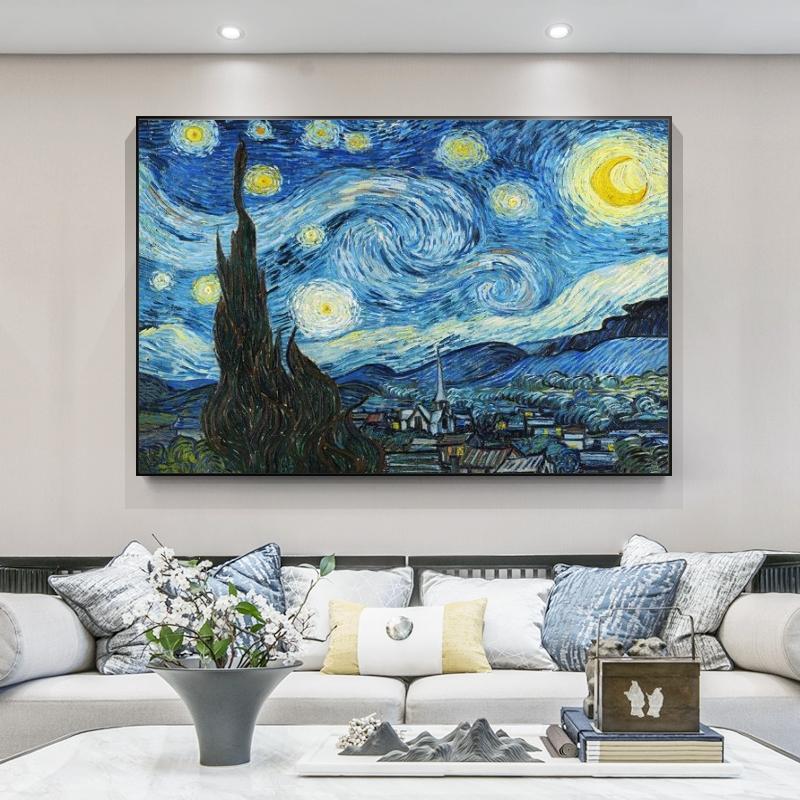 Van Gogh Sternennacht, berühmte Leinwandgemälde an der Wand, Poster und Drucke, impressionistische Wandkunstbilder für das Wohnzimmer