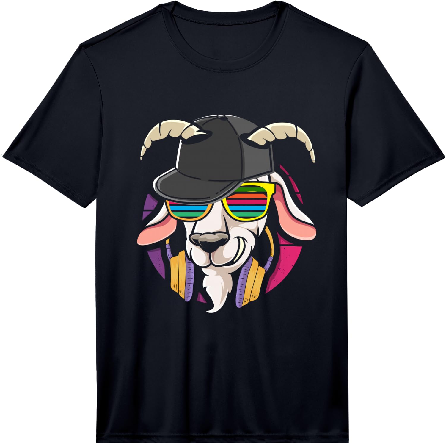 Funny Retro Punk Goat with Headphones Dj Goat Music Gift Performance T-Shirt Unisex T-Shirt XXXXL
