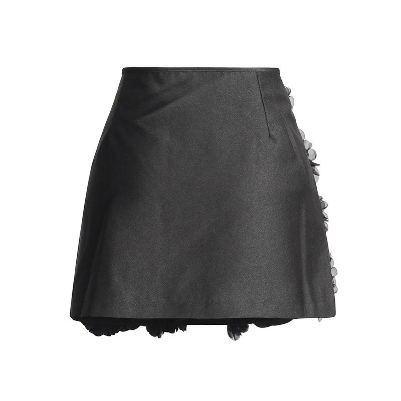 Spring 2025 A-Line Skirt: 3D Floral Detail, Sexy Slim Fit, Chic & Stylish