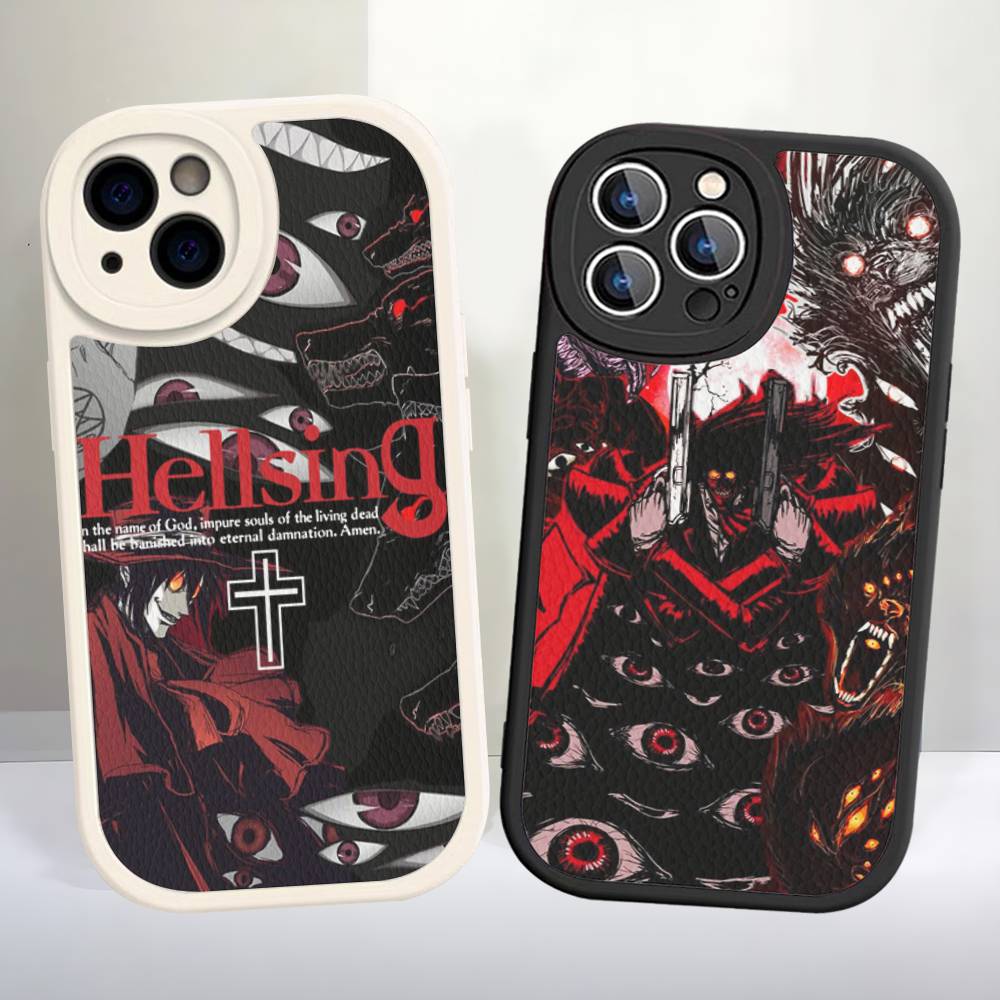 H-Hellsing Anime Cool Phone Case for iPhone 16 15 14 13 Pro Max 11 12 Plus Leather Silicone Cover