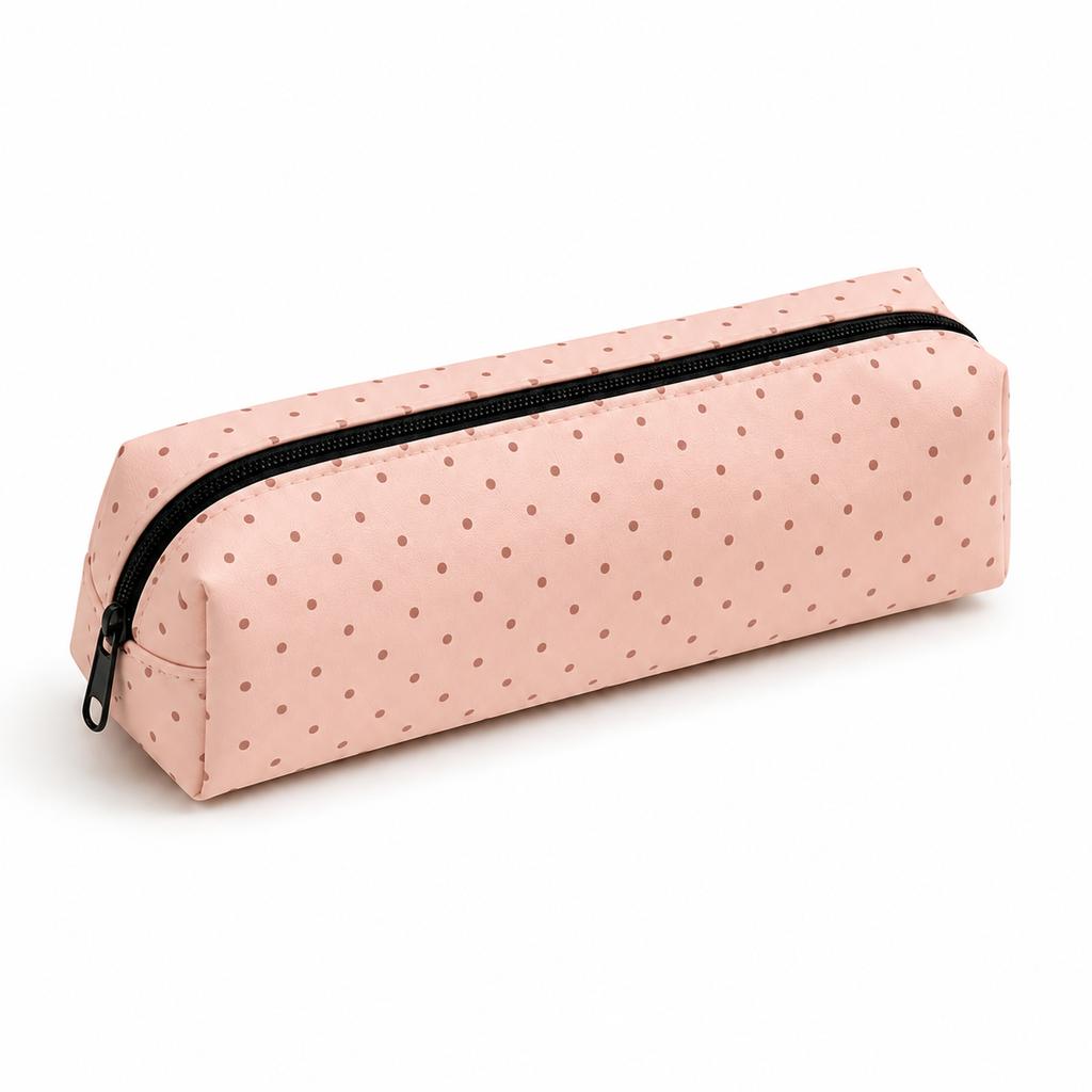 Polka Dot Pencil Case Set Large Capacity Canvas Zipper Pen Pouch for Students School Office Travel Makeup Storage
