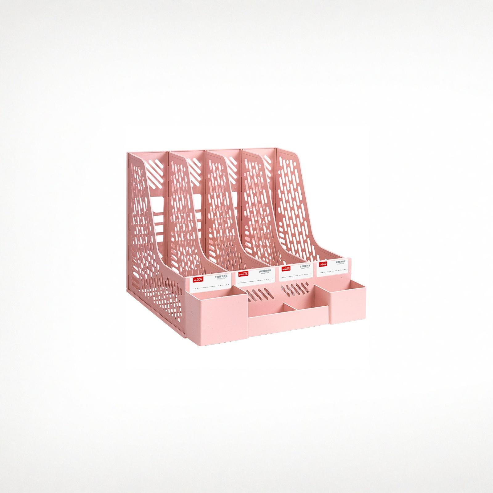 Huajie Desktop File Organizer Thickened Document Rack Book Shelf for & School one size розовый