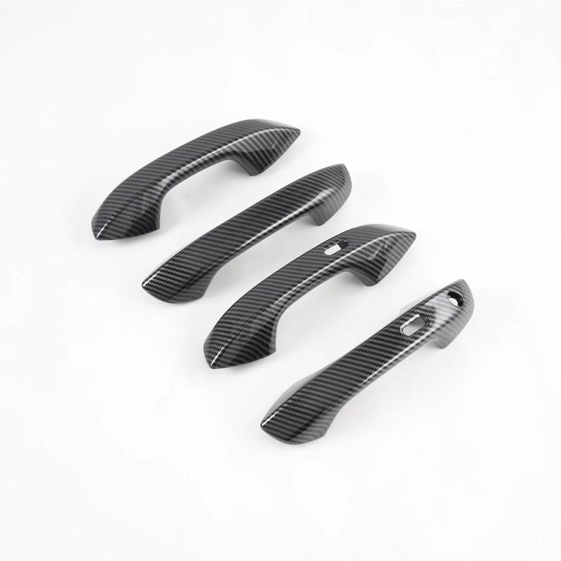 For Seat Leon FR MK4  LHD Carbon Fiber Color Door Handle Cover ABS Decoration Protector Chrome Trim With 2 Smart Set