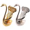 Food Grade Cutlery Spoon Set Corrosion Resistant Useful Swan Shaped Storage Holder Dinnerware