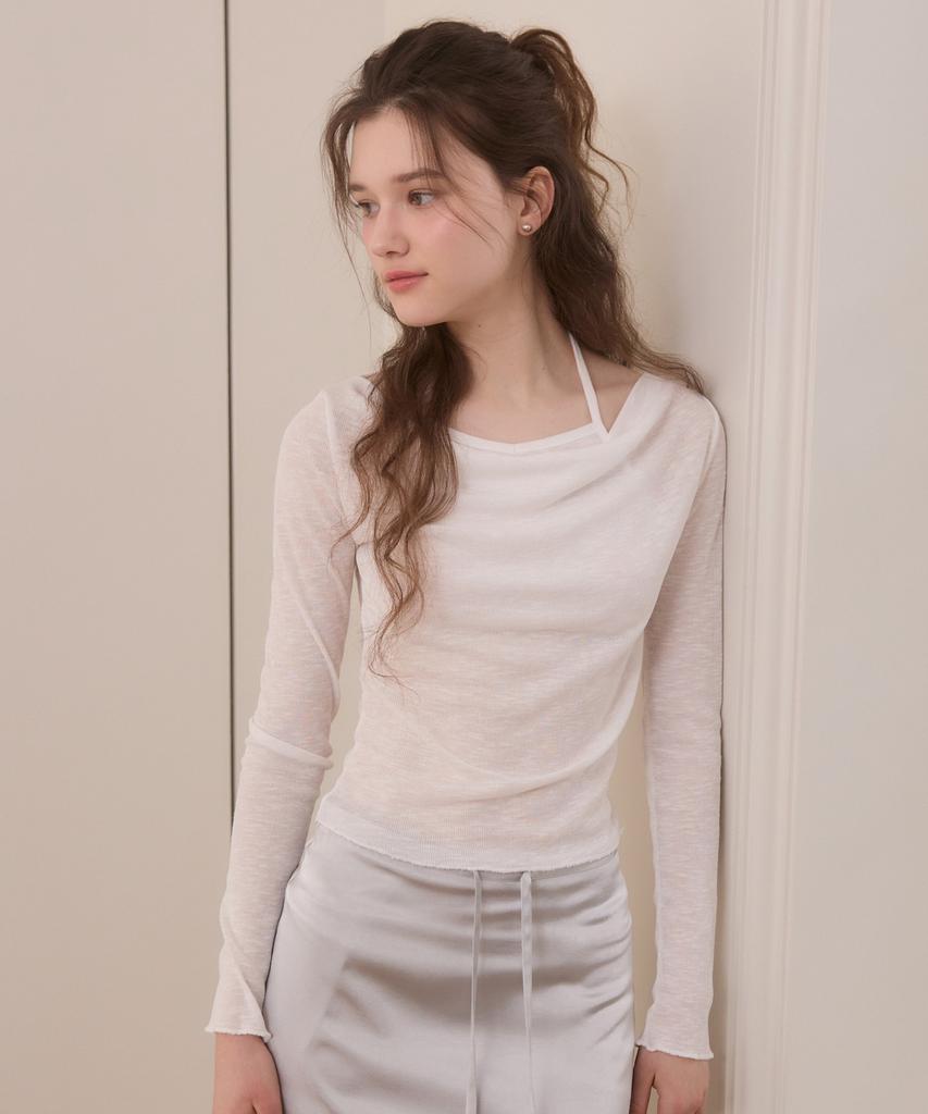 ADAUL Halter Neck Layered Drape T Shirts - 3Color