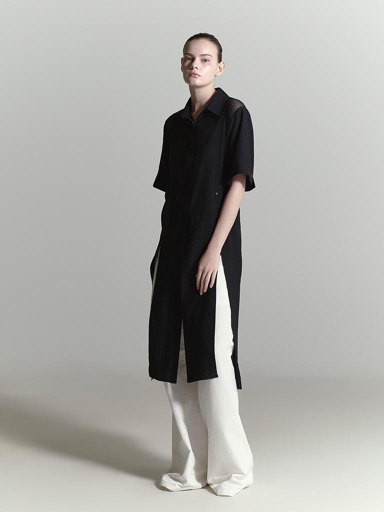 Half Devils Structured Long Shirt_Black