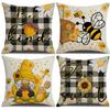 New Bee Day Pillow Case Line Print Festive Home Cushion Case Living Room Sofa Decorative Pillow Case