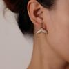 DIEYURO 316L Stainless Steel Golden Inlay Fish Tail Heart Pearl French Earrings Lady New Trend Earbob Jewelry Glamorou