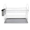 2 Tier Dish Drying Rack Stainless Steel Double Layers Dish Drainer with Cutlery Holder for Kitchen Storage