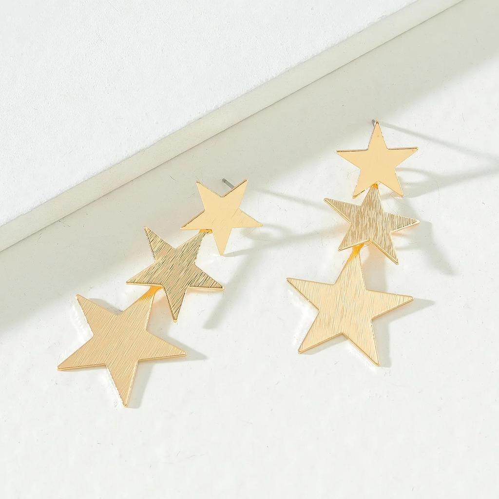 Korean Style Three Star Long Tassel Pendant Earring for Women Sweet Gift Simple Geometry Temperament Creative Jewelry Accessories