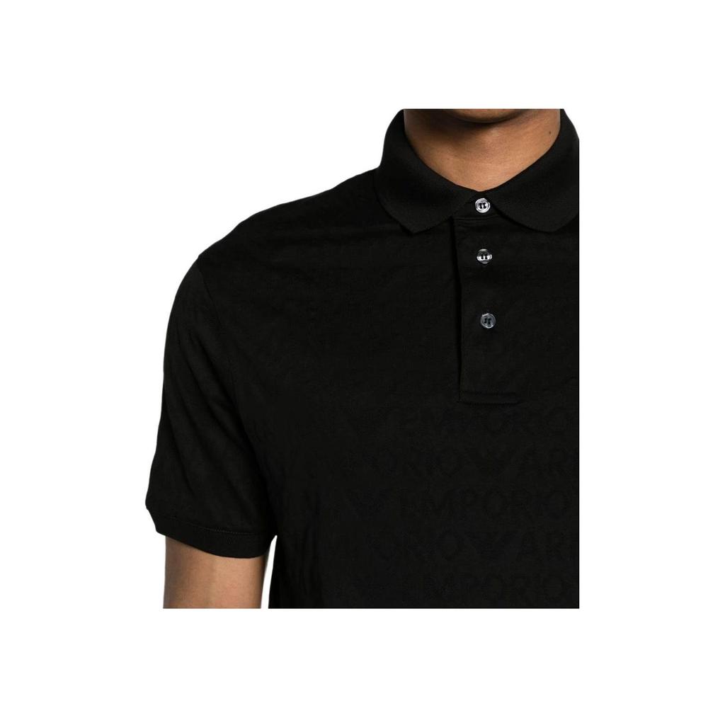 Emporio Armani Solid Logo Jacquard Pullover Short Sleeve Polo Shirt Men Tops Black 3D1FM8-1JORZ-0999