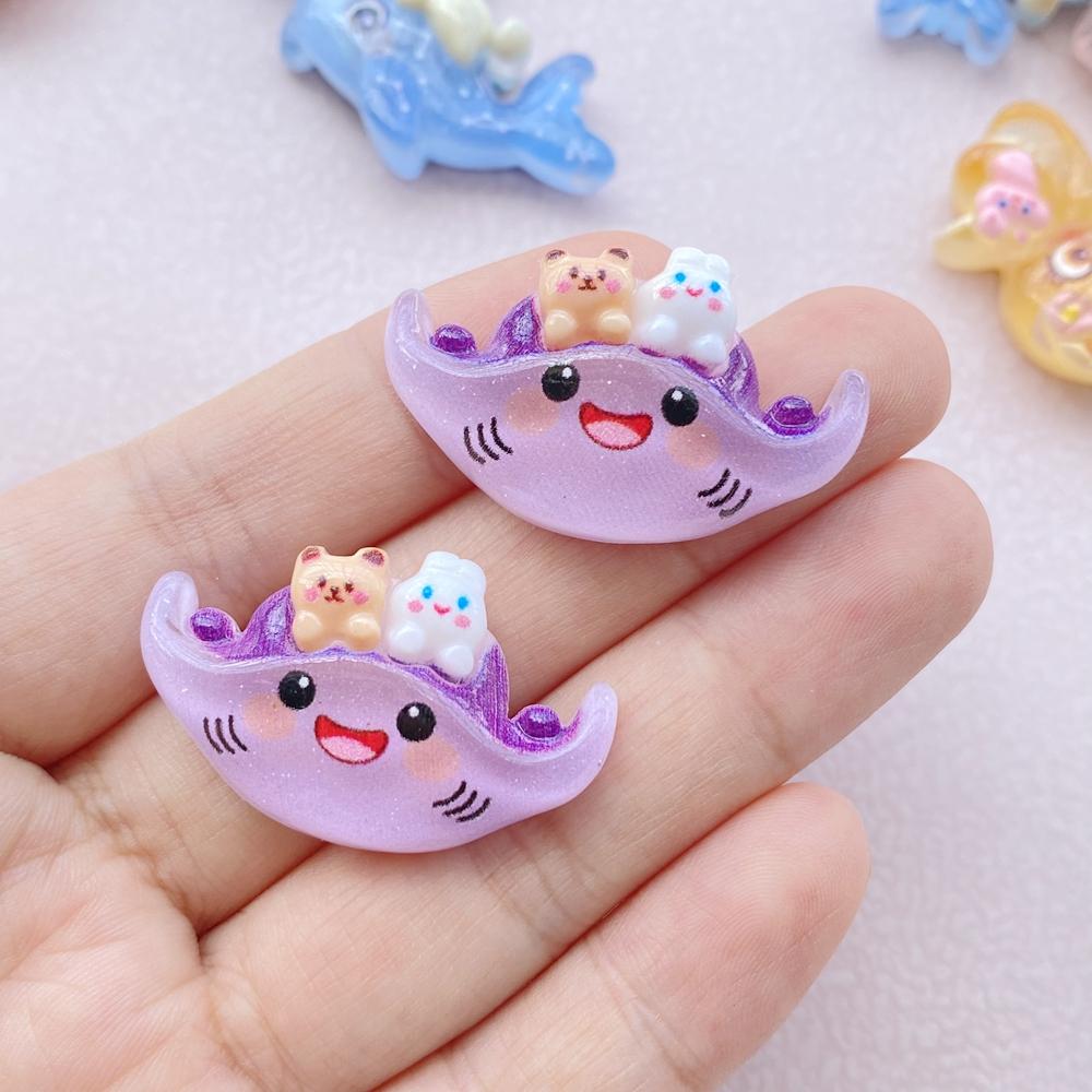 10PCS New Models Colorful Cartoon Turtle, Seahorse, Whale Ocean Series Resin Scrapbook DIY Jewelry Hairpin Headrope Decoration