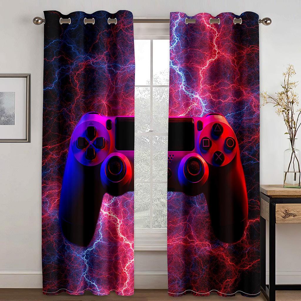 Cheap 3D Cool Children's Game Handle Curtains Game Controller Curtains 2 Panel Children's Room Bedroom Living Room Decor